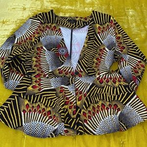 African Print Peplum Blazer